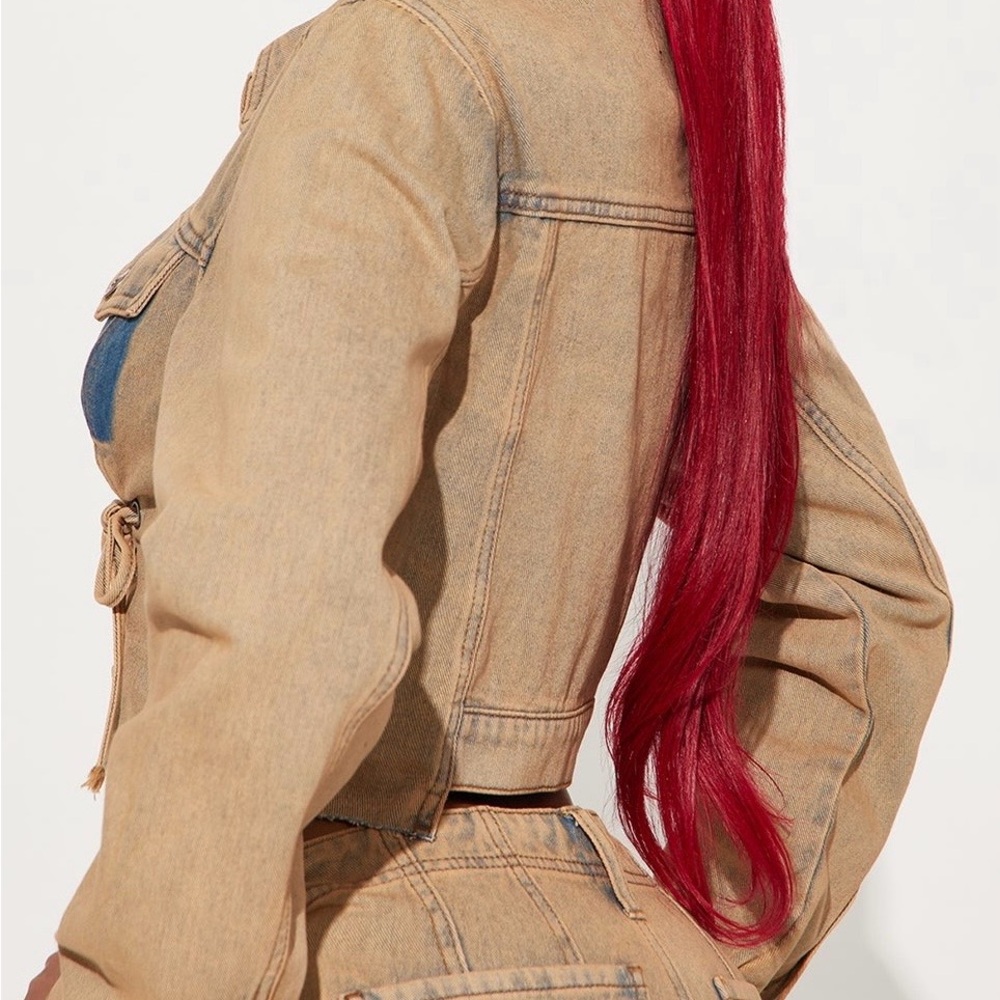 Lace up denim jacket tinted - Picture 2 of 3
